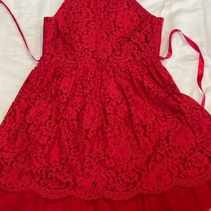 Red lace girls dress